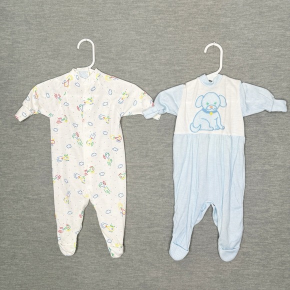 Vintage Lot 80s 90s Little Me Baby Boys Footie Sleeper Up To 13 Lbs 0-3 Month - Picture 1 of 14